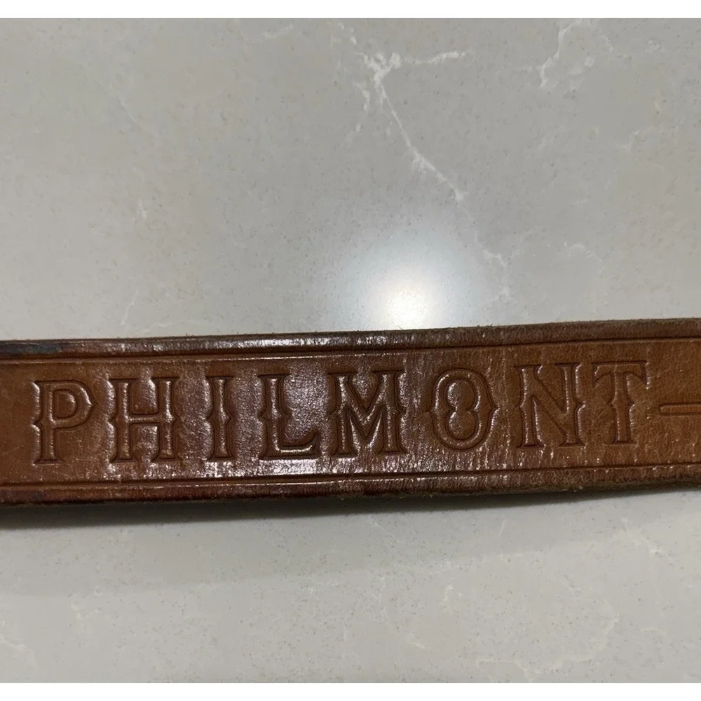VTG Philmont Scout Ranch Leather Belt 32 Cimarron NM‎ Tooth of Time Brass Buckle